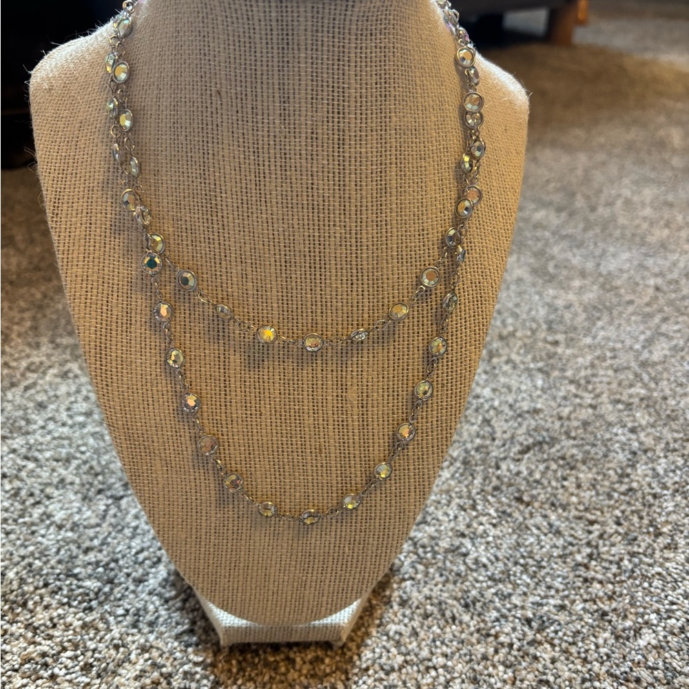 Touchstone Crystal Silver Layered Necklace